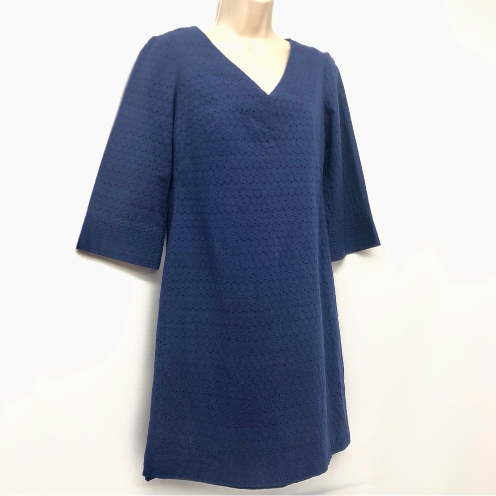 Donna Morgan Navy Eyelet Shift Dress - Picture 16 of 16